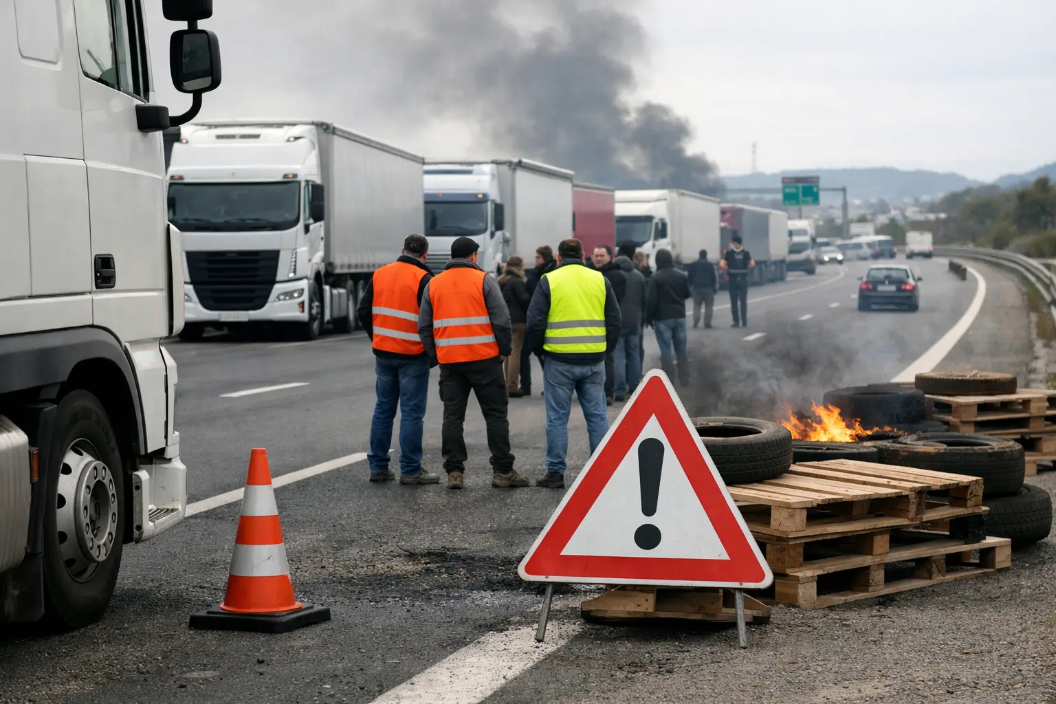 Carburants : les routiers contestent les aides et bloquent l’A7